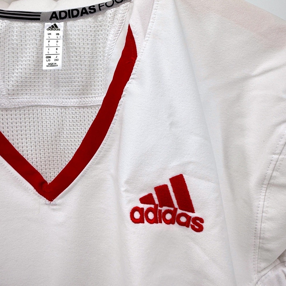 Adidas A1 Stock Football Jersey Mens Large White Red V-Neck NWT - Picture 4 of 16